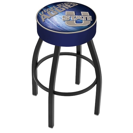 Holland Bar Stool Co 25" 4" Utah State Cushion Seat, Blk Wrinkle Base Swivel Bar Stool L8B125UtahSt-D2
